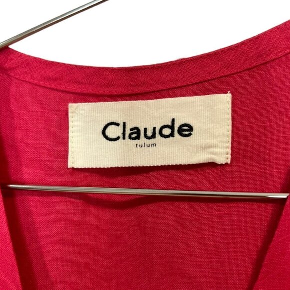 Claude Tulum Emilia Tie Wrap Dress Short Linen One Size - Picture 9 of 12